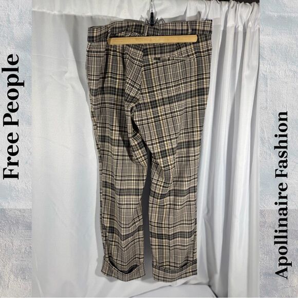 FREE PEOPLE PLAID PLEATED TROUSERS SIZE 8 New - Picture 3 of 6